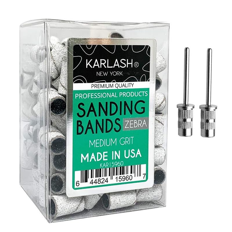 Karlash Professional Nail Sanding Bands Zebra Medium Grit File + Free 2 Mandrel (1 Pack) - Image 1